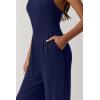 imageQINSEN Womens Casual Loose Overalls Jumpsuit Square Neck One Piece Sleeveless Wide Leg Rompers OutfitsNavy Blue