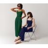 imageQINSEN Womens Casual Loose Overalls Jumpsuit Square Neck One Piece Sleeveless Wide Leg Rompers OutfitsNavy Blue