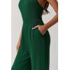 imageQINSEN Womens Casual Loose Overalls Jumpsuit Square Neck One Piece Sleeveless Wide Leg Rompers OutfitsPine Green