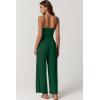 imageQINSEN Womens Casual Loose Overalls Jumpsuit Square Neck One Piece Sleeveless Wide Leg Rompers OutfitsPine Green