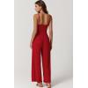 imageQINSEN Womens Casual Loose Overalls Jumpsuit Square Neck One Piece Sleeveless Wide Leg Rompers OutfitsRed