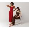 imageQINSEN Womens Casual Loose Overalls Jumpsuit Square Neck One Piece Sleeveless Wide Leg Rompers OutfitsRed