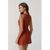 imageQINSEN Womens Crew Neck Tennis Dress Sleeveless Side Slit Golf Athletic Dress Build in Shorts with PocketsBrick Red