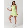 imageQINSEN Womens Crew Neck Tennis Dress Sleeveless Side Slit Golf Athletic Dress Build in Shorts with PocketsLime Cream