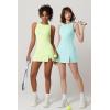 imageQINSEN Womens Crew Neck Tennis Dress Sleeveless Side Slit Golf Athletic Dress Build in Shorts with PocketsLime Cream