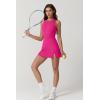 imageQINSEN Womens Crew Neck Tennis Dress Sleeveless Side Slit Golf Athletic Dress Build in Shorts with PocketsMagenta