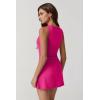 imageQINSEN Womens Crew Neck Tennis Dress Sleeveless Side Slit Golf Athletic Dress Build in Shorts with PocketsMagenta