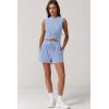 imageQINSEN Womens Crewneck Twist Front Sleeveless Crop Top Tank Drawstring Shorts Casual 2PCS Lounge SetsAiry Blue