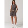 imageQINSEN Womens Crewneck Twist Front Sleeveless Crop Top Tank Drawstring Shorts Casual 2PCS Lounge SetsOrganic Gray