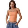 imageQINSEN Womens Double Lined Basic Tank Top Adjustable Spaghetti Straps Sleeveless Camisole ShirtsAmber Yellow