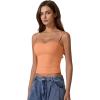 imageQINSEN Womens Double Lined Basic Tank Top Adjustable Spaghetti Straps Sleeveless Camisole ShirtsAmber Yellow