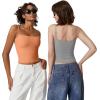 imageQINSEN Womens Double Lined Basic Tank Top Adjustable Spaghetti Straps Sleeveless Camisole ShirtsAmber Yellow