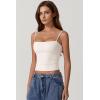 imageQINSEN Womens Double Lined Basic Tank Top Adjustable Spaghetti Straps Sleeveless Camisole ShirtsBeige