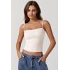 imageQINSEN Womens Double Lined Basic Tank Top Adjustable Spaghetti Straps Sleeveless Camisole ShirtsBeige