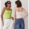 imageQINSEN Womens Double Lined Basic Tank Top Adjustable Spaghetti Straps Sleeveless Camisole ShirtsBeige
