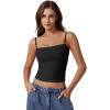 imageQINSEN Womens Double Lined Basic Tank Top Adjustable Spaghetti Straps Sleeveless Camisole ShirtsBlack