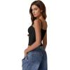 imageQINSEN Womens Double Lined Basic Tank Top Adjustable Spaghetti Straps Sleeveless Camisole ShirtsBlack
