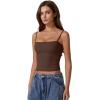 imageQINSEN Womens Double Lined Basic Tank Top Adjustable Spaghetti Straps Sleeveless Camisole ShirtsChestnut