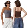 imageQINSEN Womens Double Lined Basic Tank Top Adjustable Spaghetti Straps Sleeveless Camisole ShirtsChestnut
