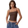 imageQINSEN Womens Double Lined Basic Tank Top Adjustable Spaghetti Straps Sleeveless Camisole ShirtsChestnut