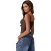 imageQINSEN Womens Double Lined Basic Tank Top Adjustable Spaghetti Straps Sleeveless Camisole ShirtsChestnut