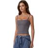 imageQINSEN Womens Double Lined Basic Tank Top Adjustable Spaghetti Straps Sleeveless Camisole ShirtsDark Grey
