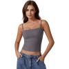 imageQINSEN Womens Double Lined Basic Tank Top Adjustable Spaghetti Straps Sleeveless Camisole ShirtsDark Grey