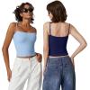 imageQINSEN Womens Double Lined Basic Tank Top Adjustable Spaghetti Straps Sleeveless Camisole ShirtsEstate Blue