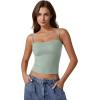 imageQINSEN Womens Double Lined Basic Tank Top Adjustable Spaghetti Straps Sleeveless Camisole ShirtsGreen