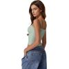 imageQINSEN Womens Double Lined Basic Tank Top Adjustable Spaghetti Straps Sleeveless Camisole ShirtsGreen