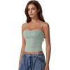 imageQINSEN Womens Double Lined Basic Tank Top Adjustable Spaghetti Straps Sleeveless Camisole ShirtsGreen