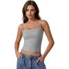 imageQINSEN Womens Double Lined Basic Tank Top Adjustable Spaghetti Straps Sleeveless Camisole ShirtsGrey