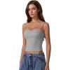 imageQINSEN Womens Double Lined Basic Tank Top Adjustable Spaghetti Straps Sleeveless Camisole ShirtsGrey