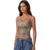 imageQINSEN Womens Double Lined Basic Tank Top Adjustable Spaghetti Straps Sleeveless Camisole ShirtsLeopard Print