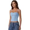 imageQINSEN Womens Double Lined Basic Tank Top Adjustable Spaghetti Straps Sleeveless Camisole ShirtsLight Blue