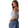 imageQINSEN Womens Double Lined Basic Tank Top Adjustable Spaghetti Straps Sleeveless Camisole ShirtsLight Blue