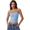 imageQINSEN Womens Double Lined Basic Tank Top Adjustable Spaghetti Straps Sleeveless Camisole ShirtsLight Blue