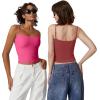 imageQINSEN Womens Double Lined Basic Tank Top Adjustable Spaghetti Straps Sleeveless Camisole ShirtsMerlot