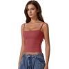 imageQINSEN Womens Double Lined Basic Tank Top Adjustable Spaghetti Straps Sleeveless Camisole ShirtsMerlot
