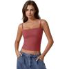 imageQINSEN Womens Double Lined Basic Tank Top Adjustable Spaghetti Straps Sleeveless Camisole ShirtsMerlot