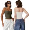 imageQINSEN Womens Double Lined Basic Tank Top Adjustable Spaghetti Straps Sleeveless Camisole ShirtsOlive Green