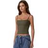 imageQINSEN Womens Double Lined Basic Tank Top Adjustable Spaghetti Straps Sleeveless Camisole ShirtsOlive Green
