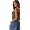 imageQINSEN Womens Double Lined Basic Tank Top Adjustable Spaghetti Straps Sleeveless Camisole ShirtsOlive Green