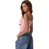 imageQINSEN Womens Double Lined Basic Tank Top Adjustable Spaghetti Straps Sleeveless Camisole ShirtsPink
