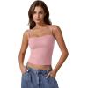 imageQINSEN Womens Double Lined Basic Tank Top Adjustable Spaghetti Straps Sleeveless Camisole ShirtsPink