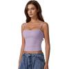imageQINSEN Womens Double Lined Basic Tank Top Adjustable Spaghetti Straps Sleeveless Camisole ShirtsPurple