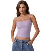 imageQINSEN Womens Double Lined Basic Tank Top Adjustable Spaghetti Straps Sleeveless Camisole ShirtsPurple