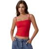 imageQINSEN Womens Double Lined Basic Tank Top Adjustable Spaghetti Straps Sleeveless Camisole ShirtsRed