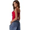 imageQINSEN Womens Double Lined Basic Tank Top Adjustable Spaghetti Straps Sleeveless Camisole ShirtsRed