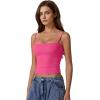 imageQINSEN Womens Double Lined Basic Tank Top Adjustable Spaghetti Straps Sleeveless Camisole ShirtsRosy